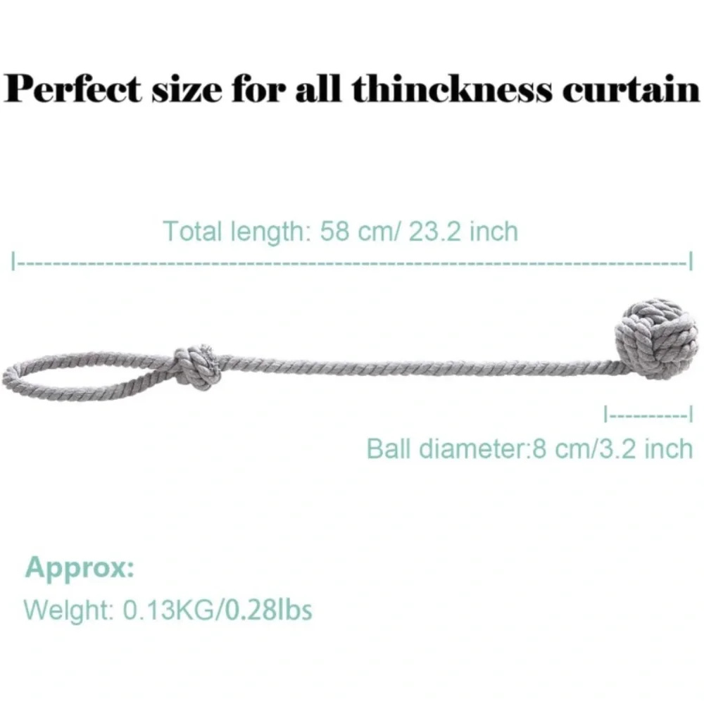 Luxury Home | Set of 2 Grey Boho Chic Nautical Knotted Rope Curtain Tie Backs